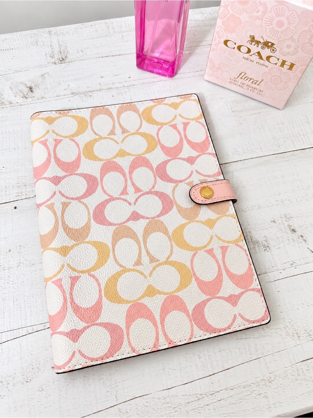 Coach Signature Pastel Pink Spiral Notebook Planner
